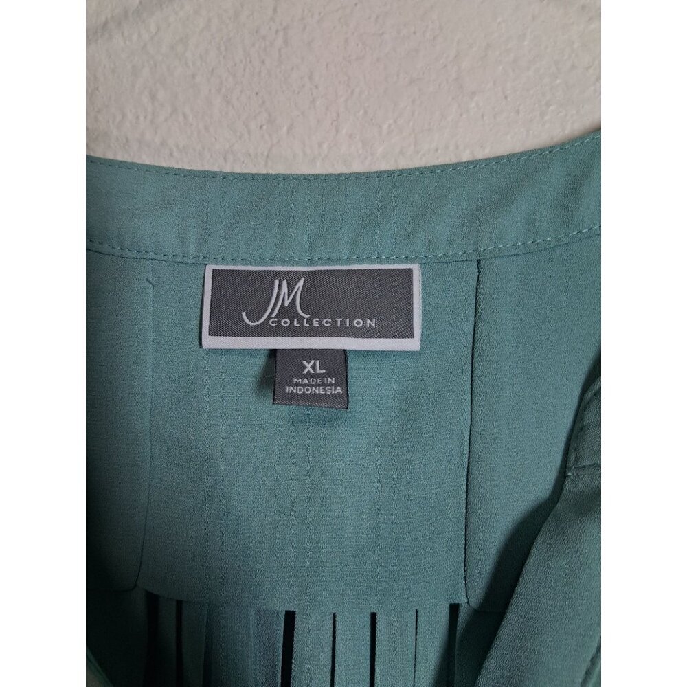 NWT JM Collection Blouse Business Casual Boho Office Preppy Teal Blue Size XL - Picture 4 of 6